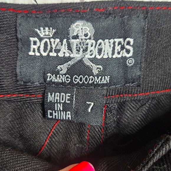 Royal Bones By Tripp, Goth Y2K Black & Red Strappy Chain Pants, size 7 - Picture 5 of 6